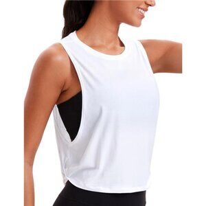 Pima Cotton Cropped Workout Tank Tops for Women - Sleeveless Sports